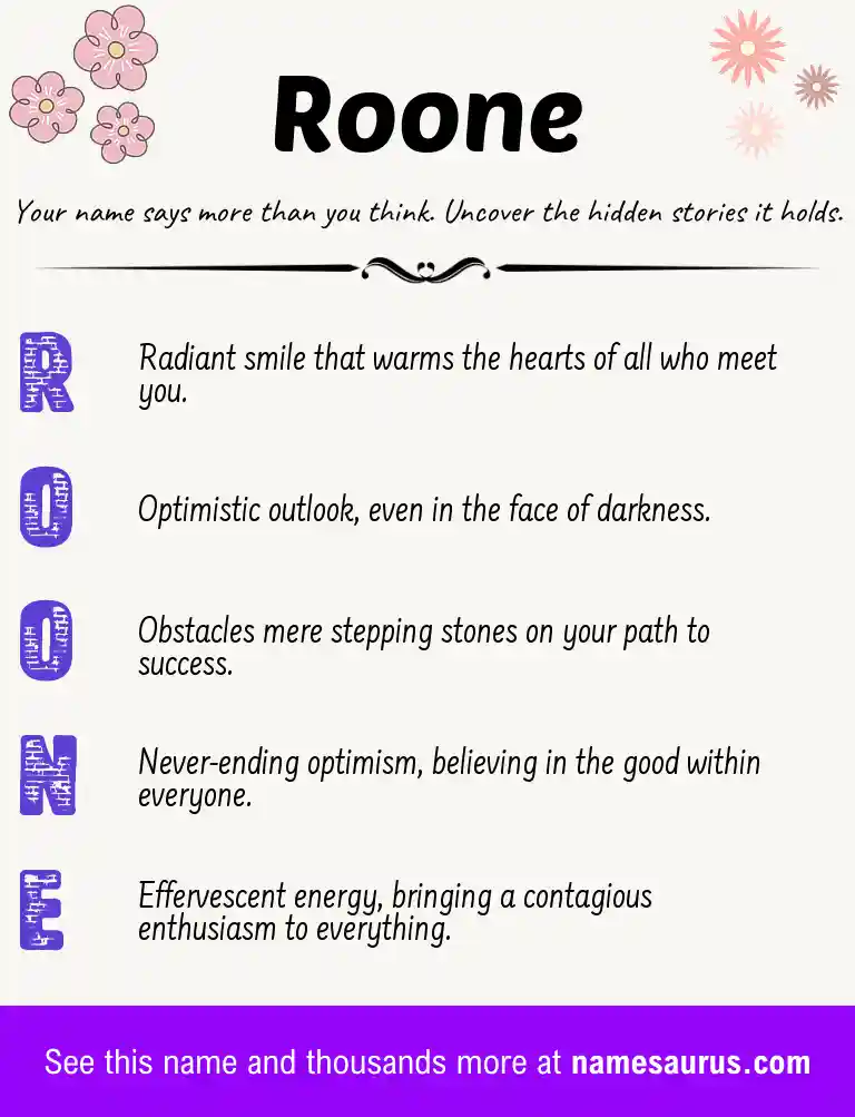 Acrostic poem about Roone.