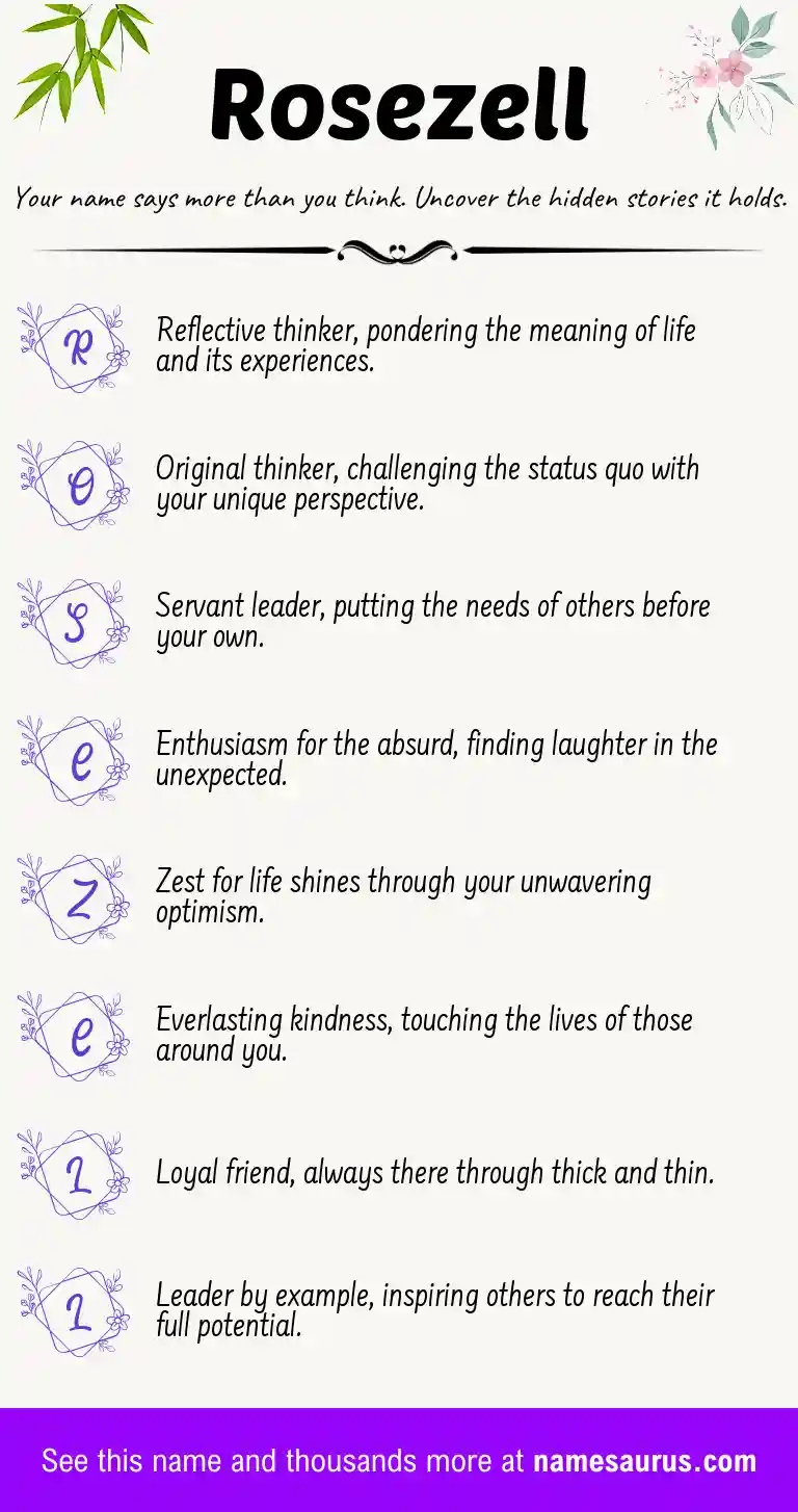 Acrostic poem about Rosezell.