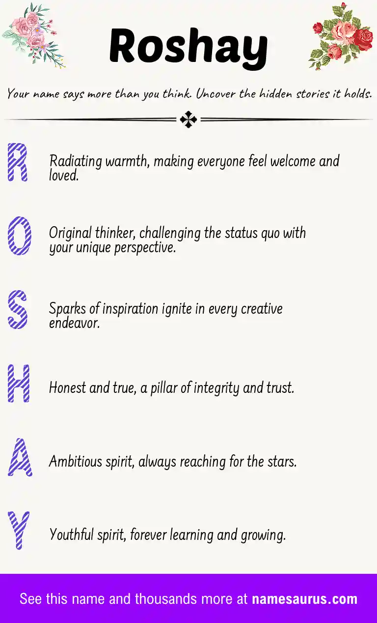 Acrostic poem about Roshay.