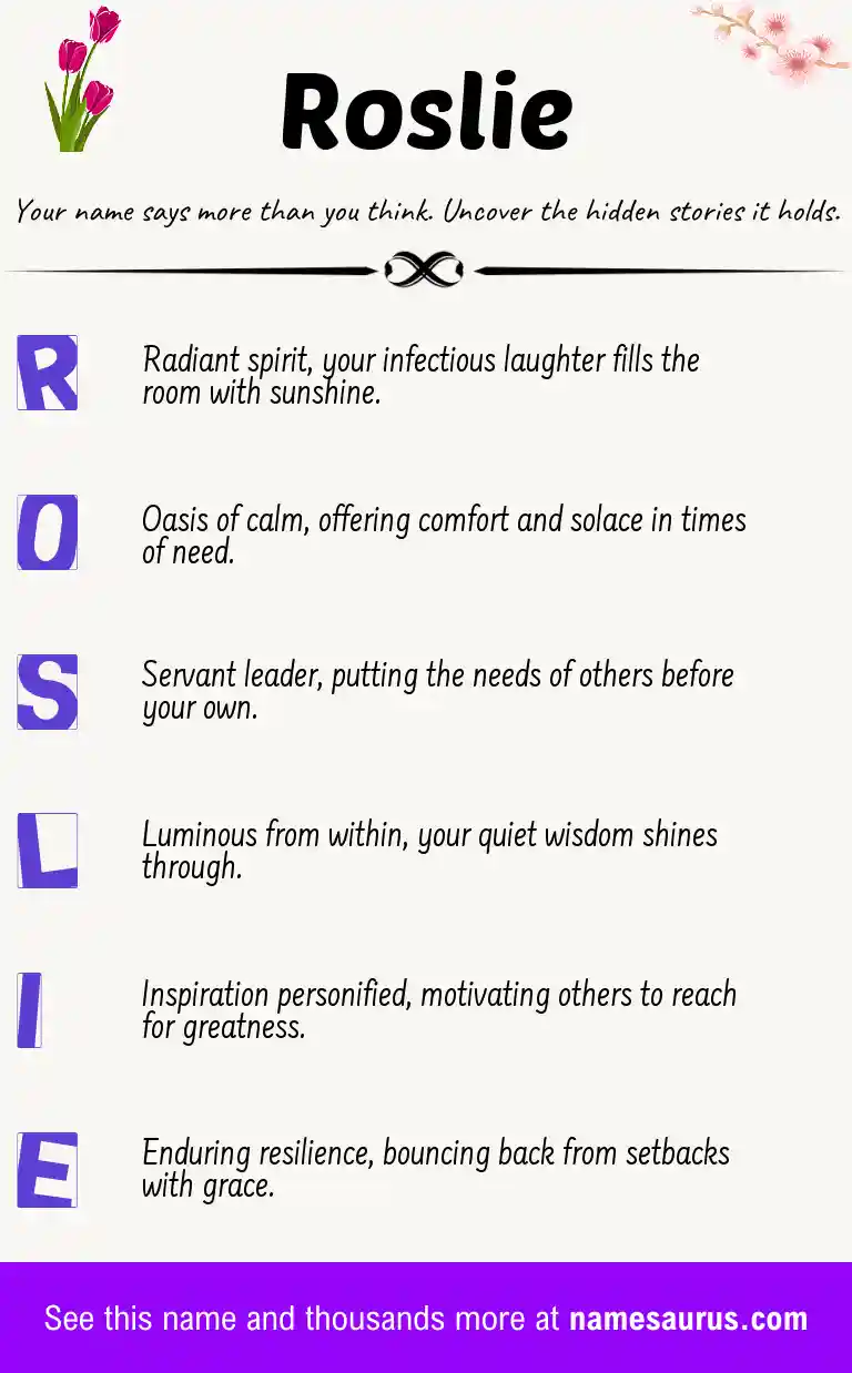 Acrostic poem about Roslie.