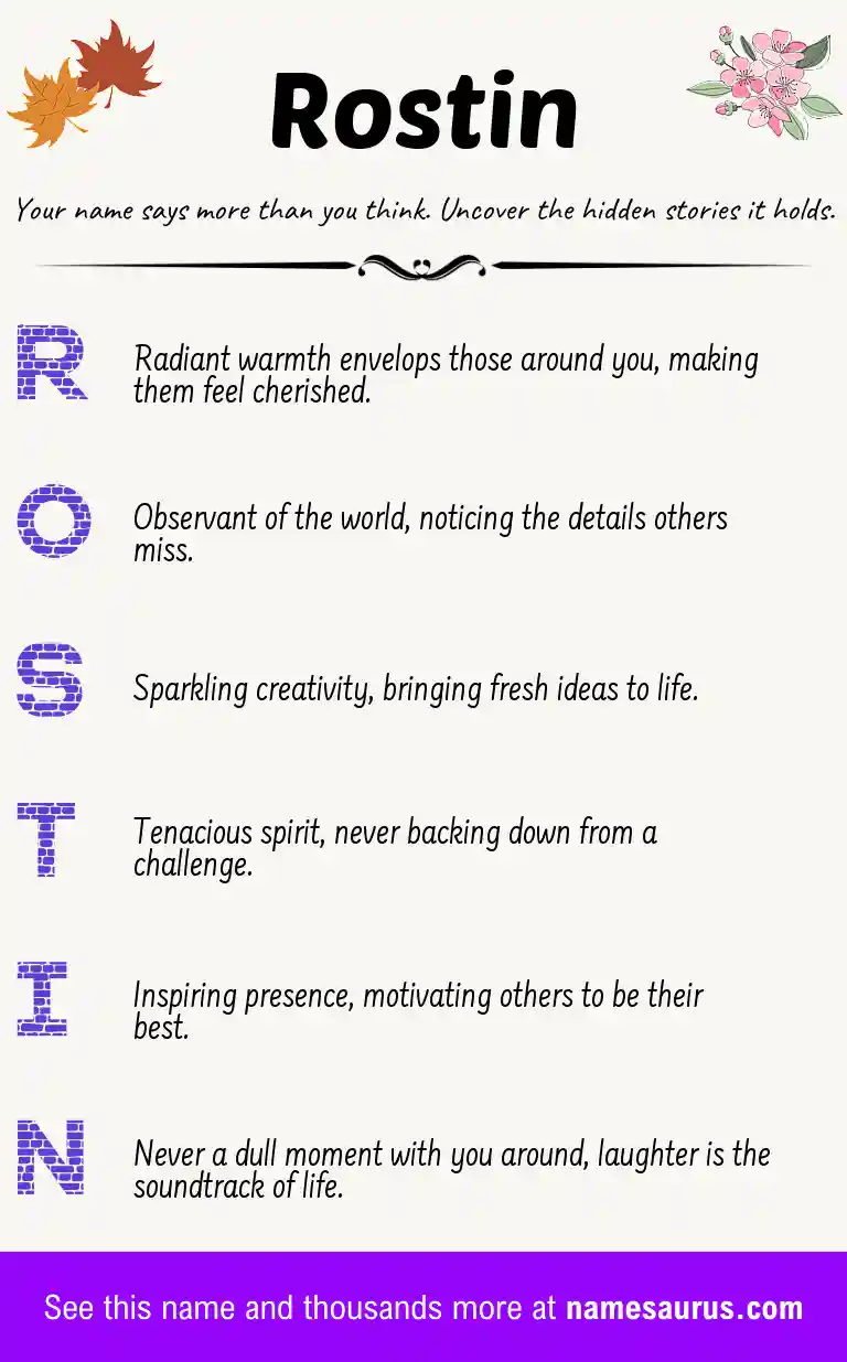 Acrostic poem about Rostin.