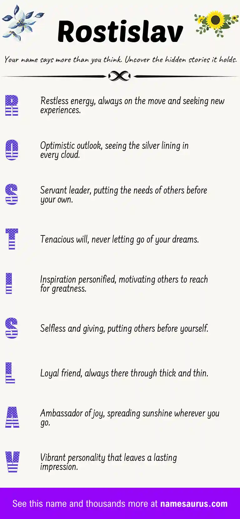 Acrostic poem about Rostislav.