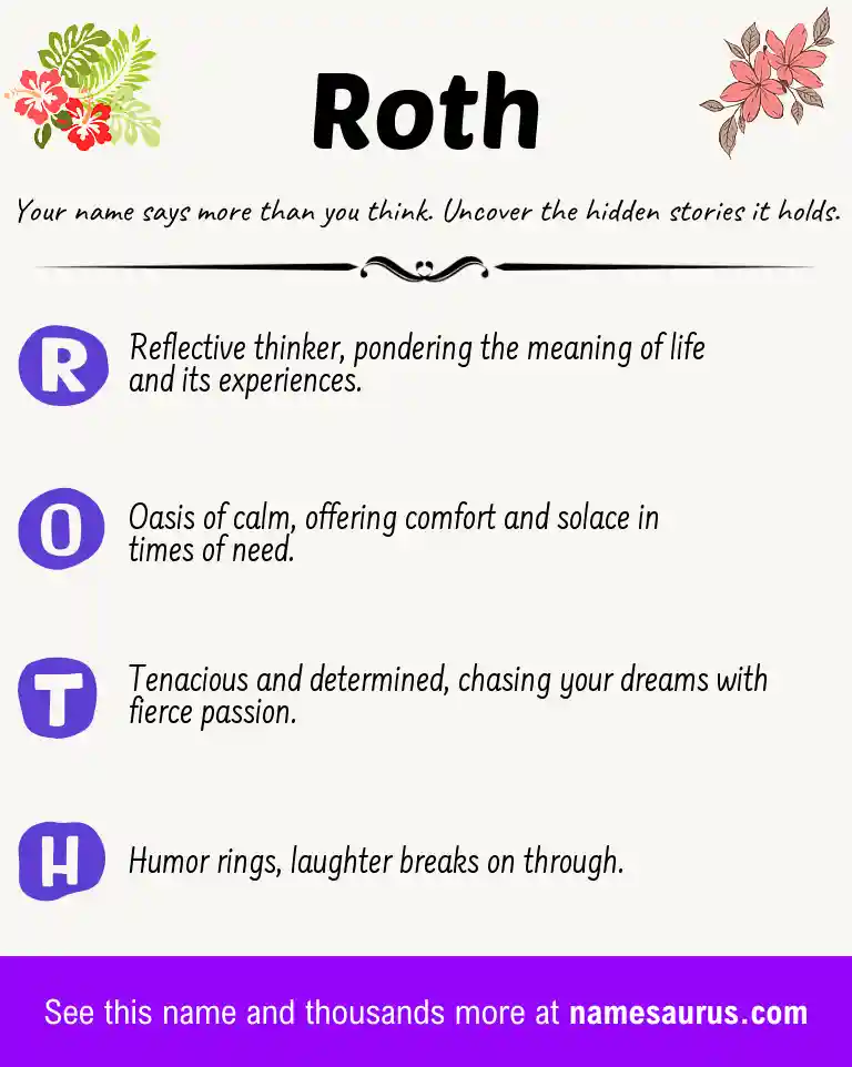 Acrostic poem about Roth.