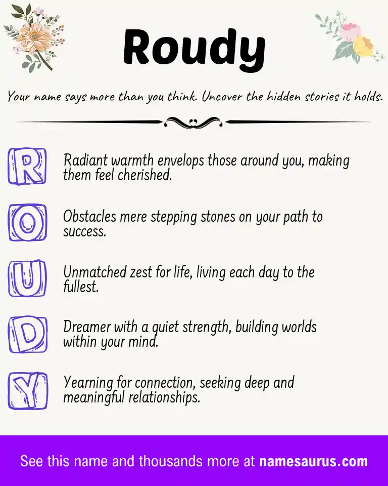 Acrostic poem about Roudy.