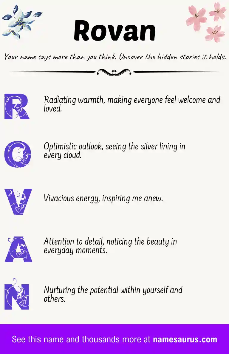 Acrostic poem about Rovan.