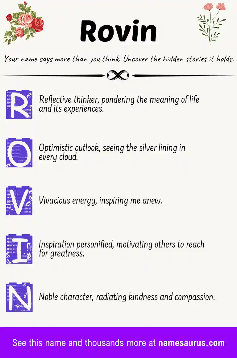 Acrostic poem about Rovin.