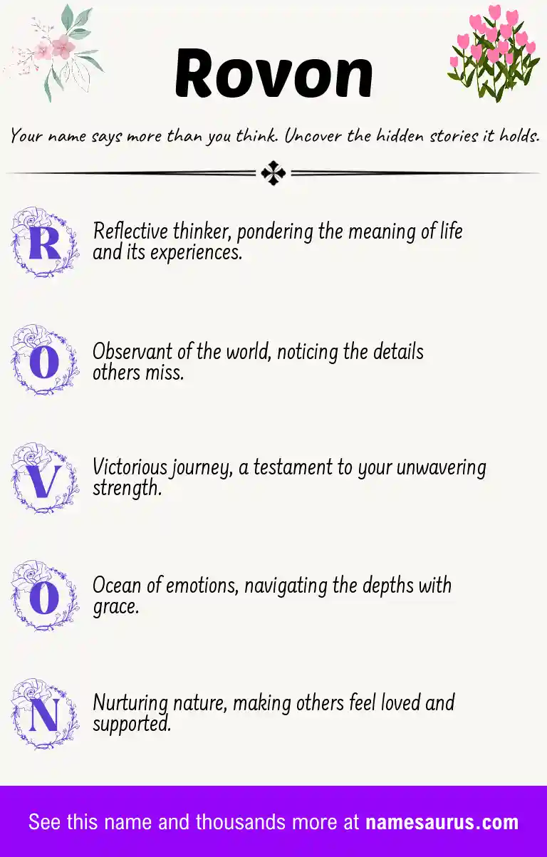 Acrostic poem about Rovon.