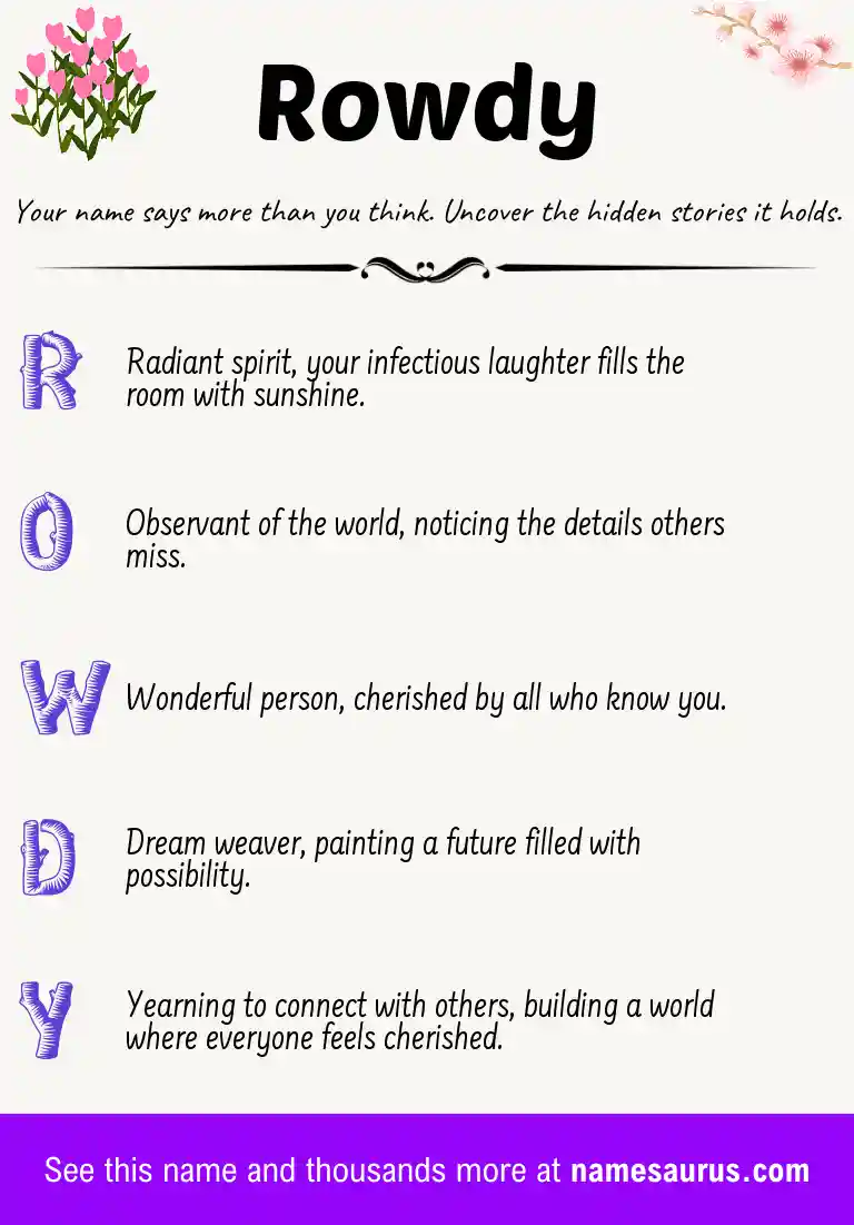 Acrostic poem about Rowdy.