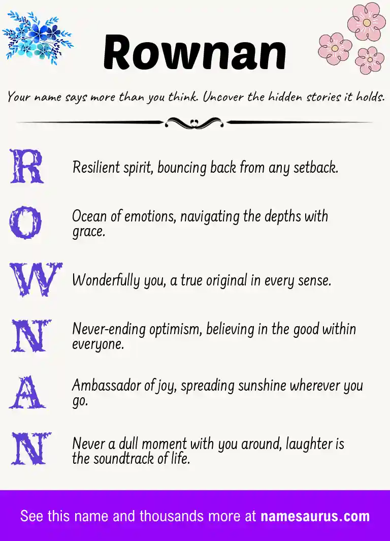Acrostic poem about Rownan.