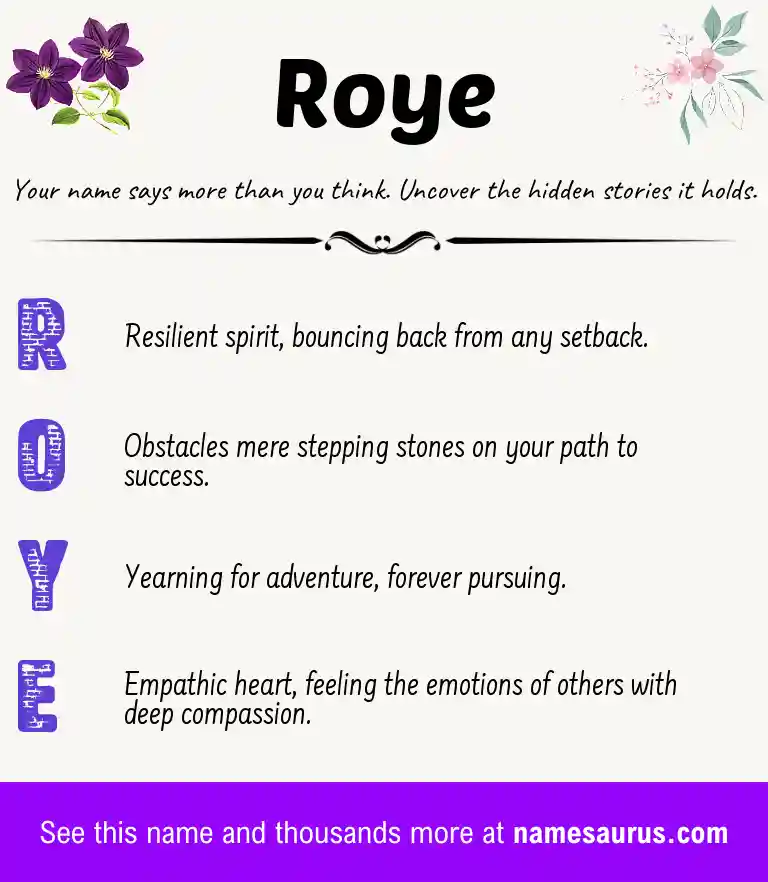 Acrostic poem about Roye.
