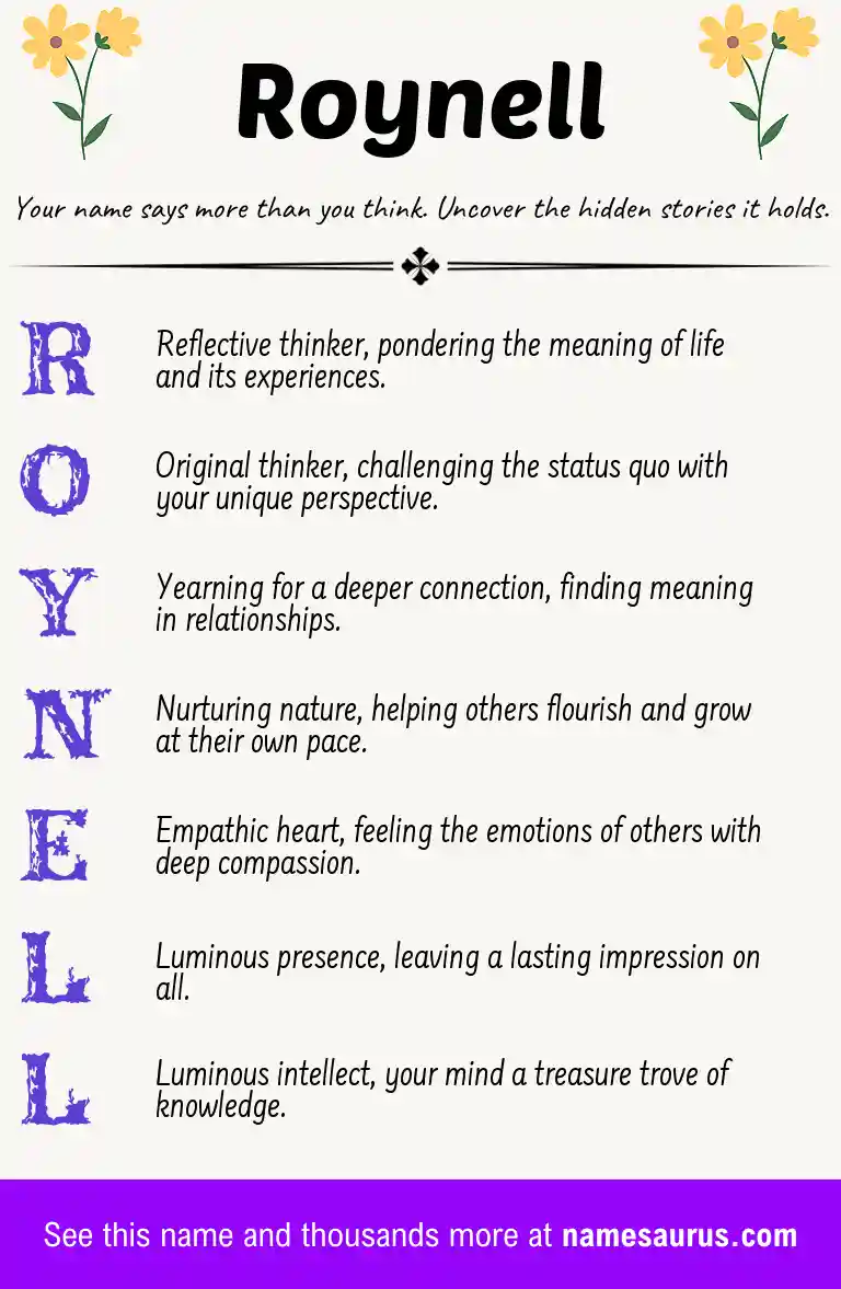 Acrostic poem about Roynell.