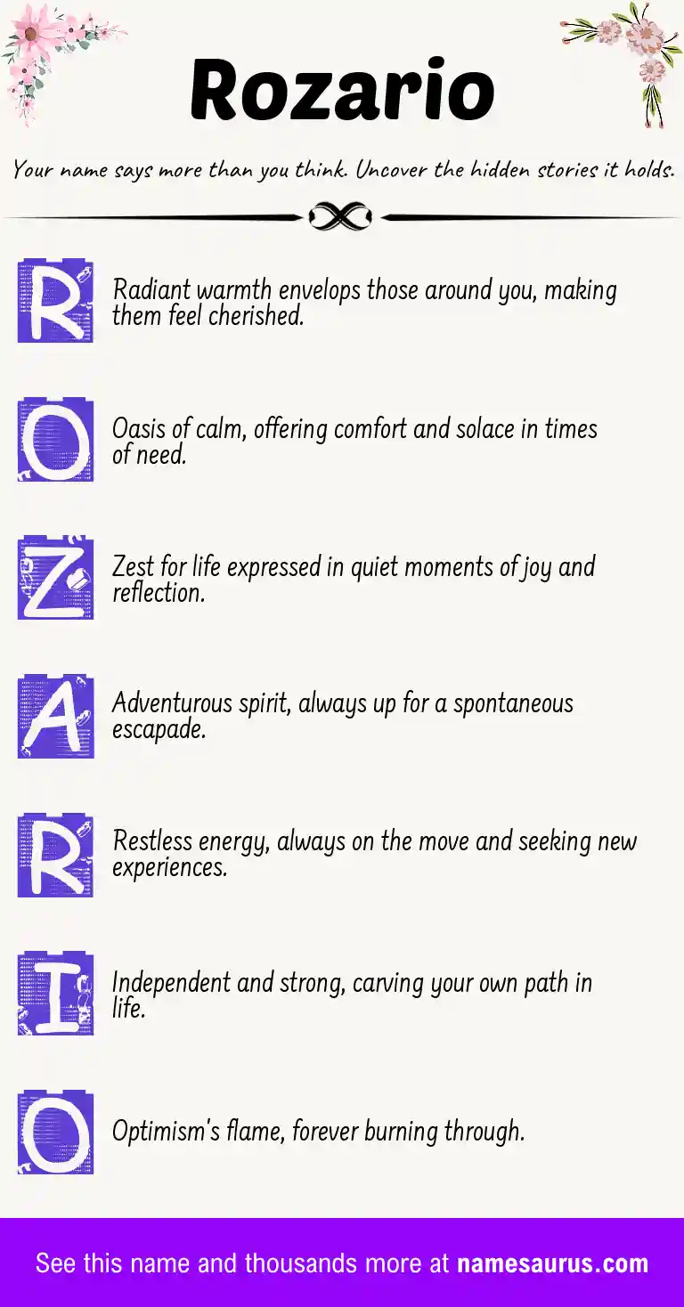 Acrostic poem about Rozario.