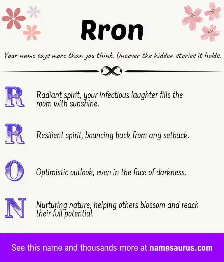 Acrostic poem about Rron.