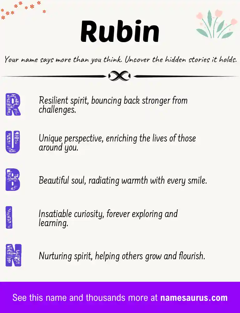 Acrostic poem about Rubin.
