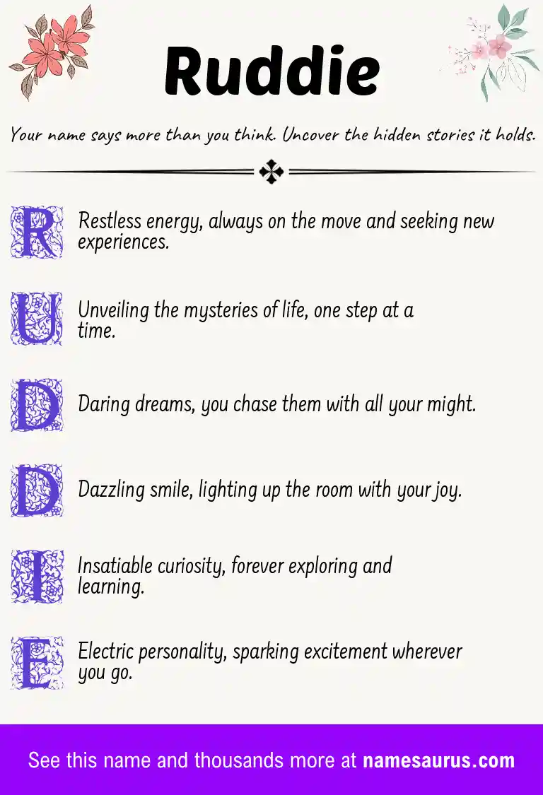 Acrostic poem about Ruddie.