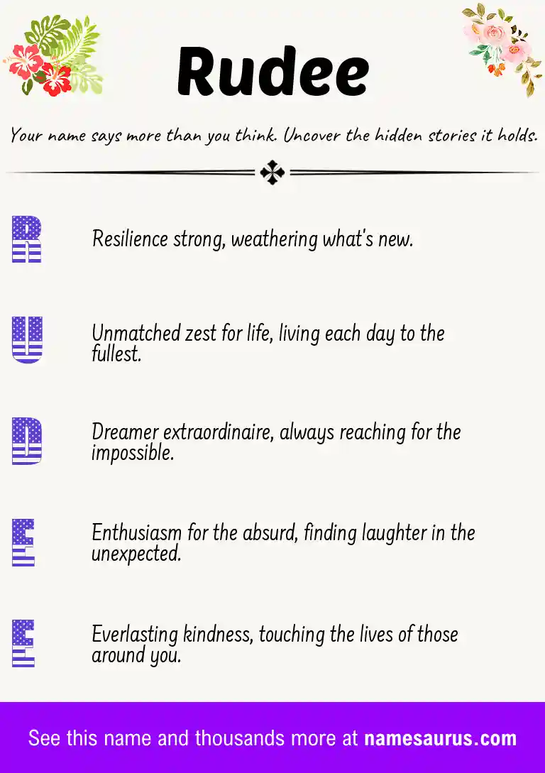 Acrostic poem about Rudee.