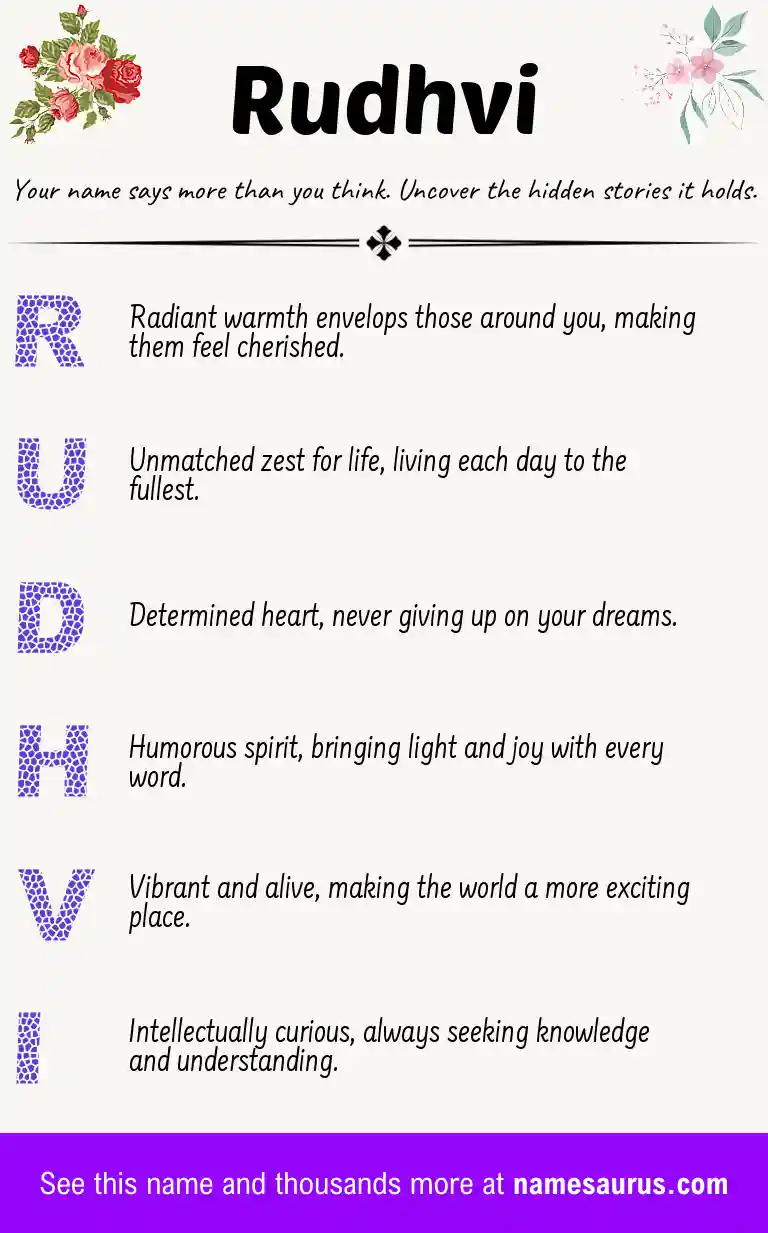 Acrostic poem about Rudhvi.