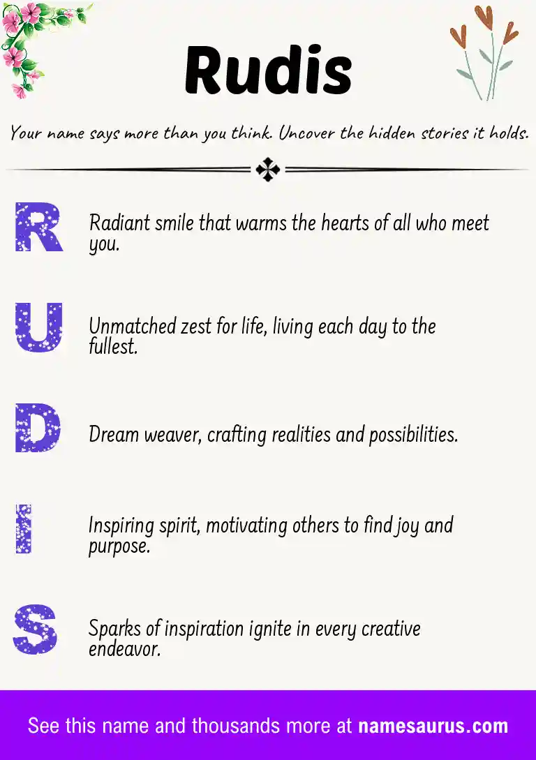 Acrostic poem about Rudis.