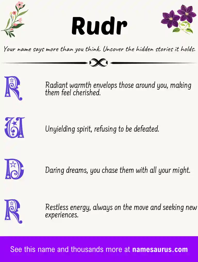 Acrostic poem about Rudr.