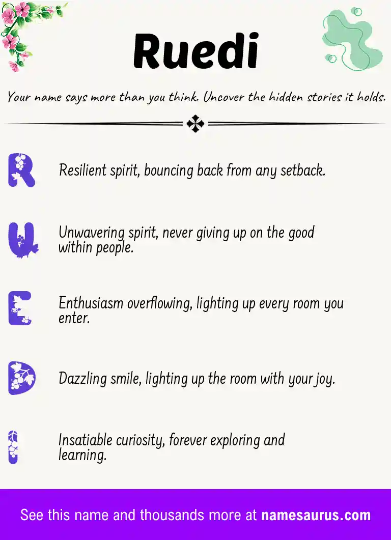 Acrostic poem about Ruedi.