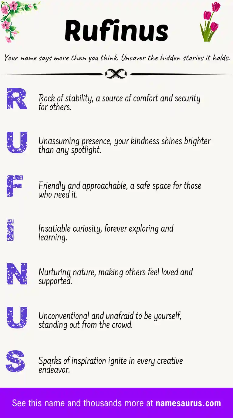 Acrostic poem about Rufinus.