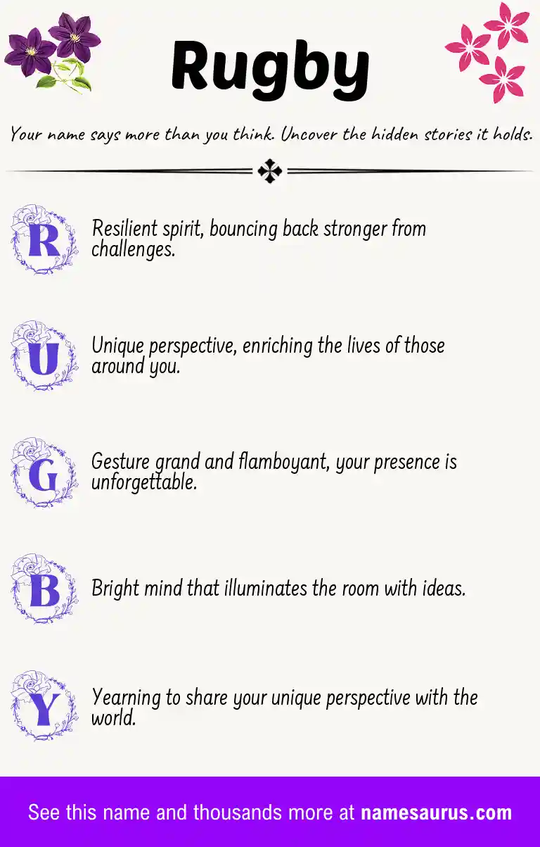 Acrostic poem about Rugby.