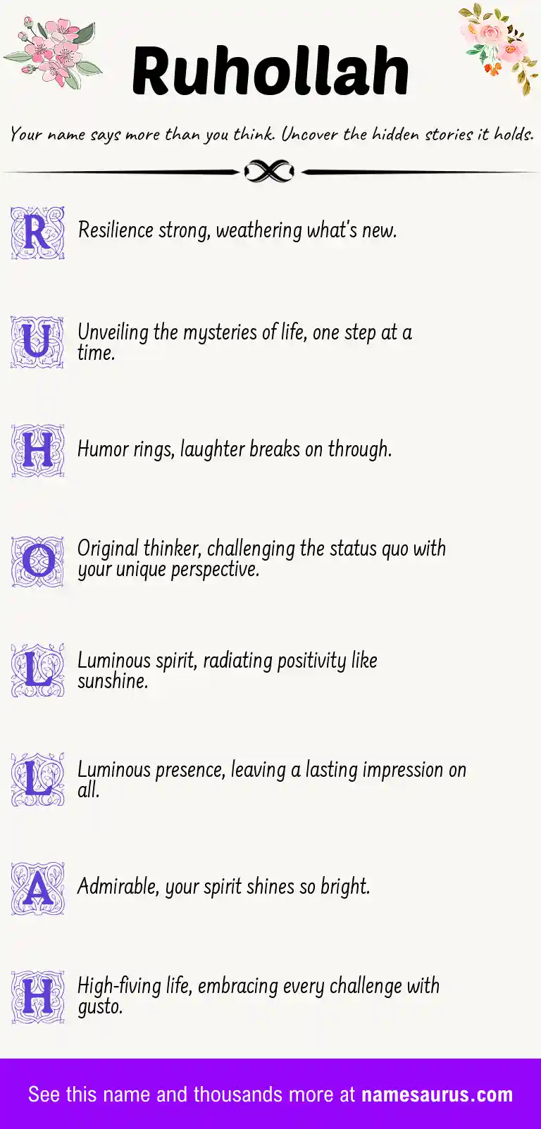 Acrostic poem about Ruhollah.