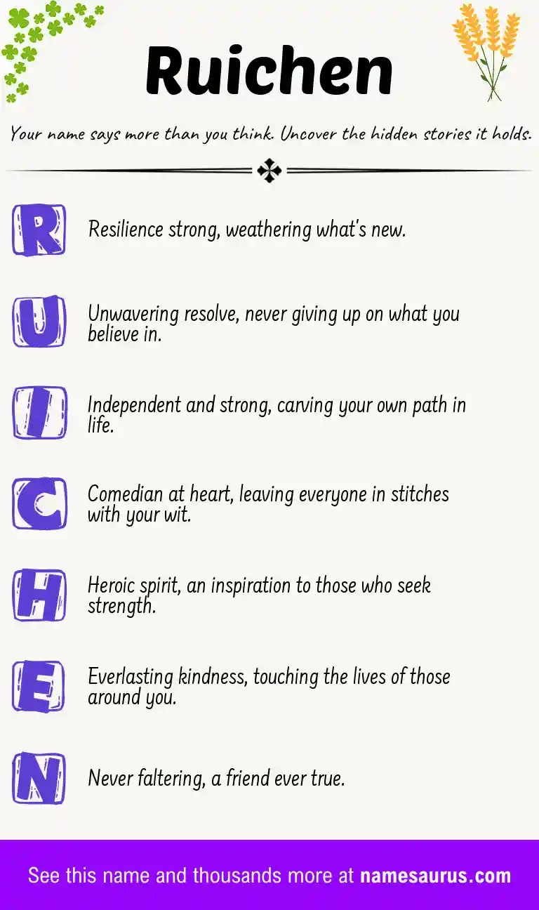 Acrostic poem about Ruichen.