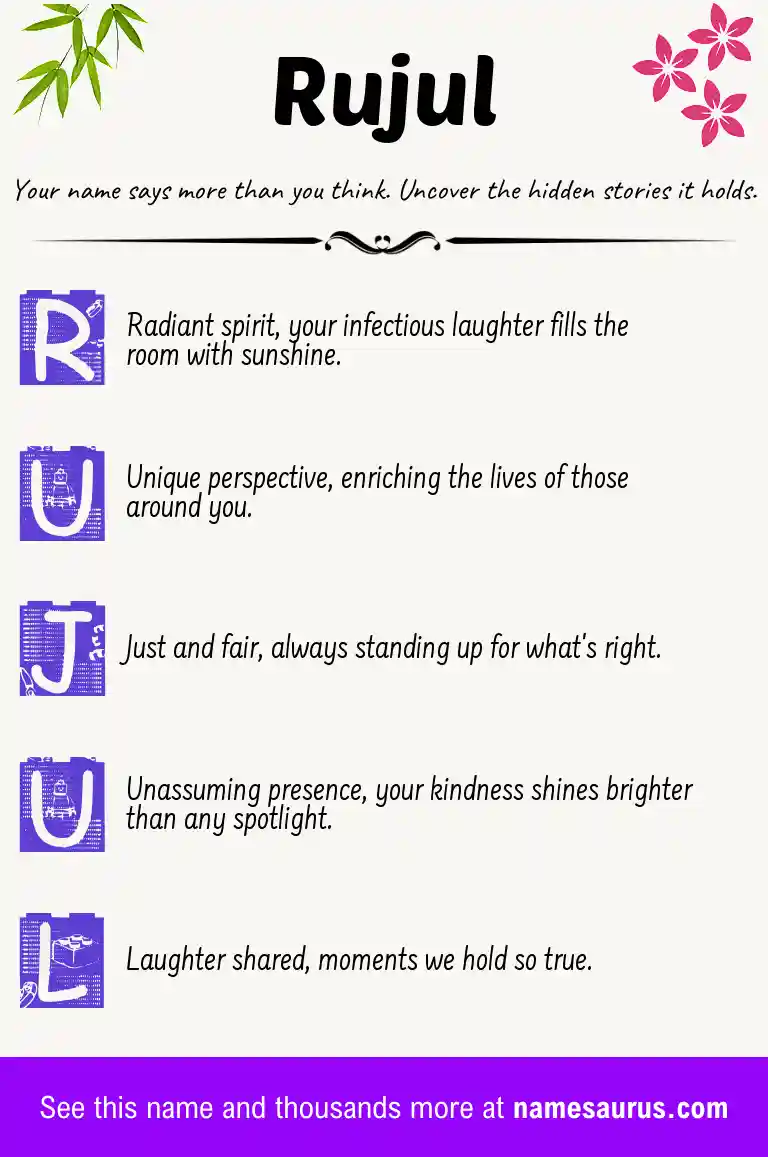 Acrostic poem about Rujul.