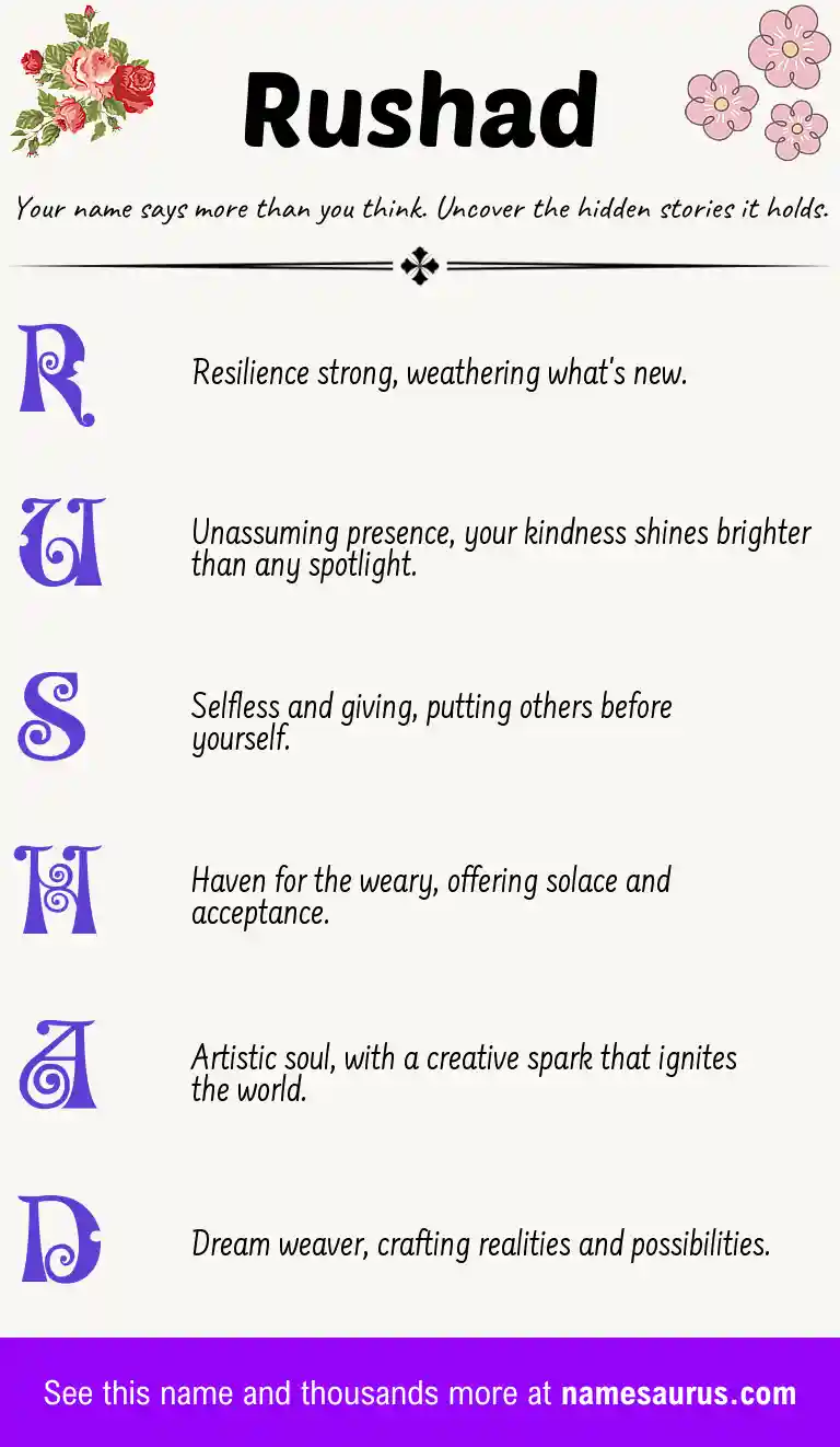 Acrostic poem about Rushad.