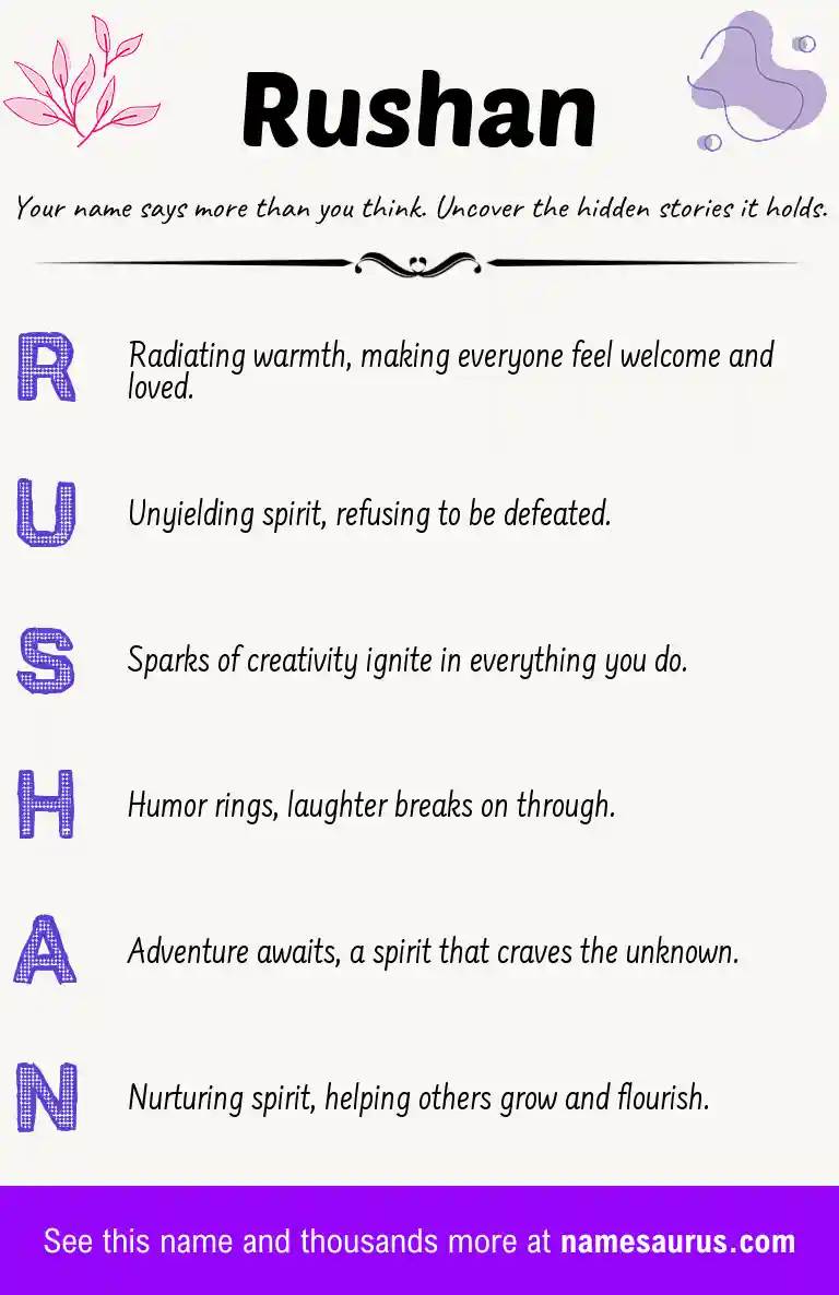 Acrostic poem about Rushan.