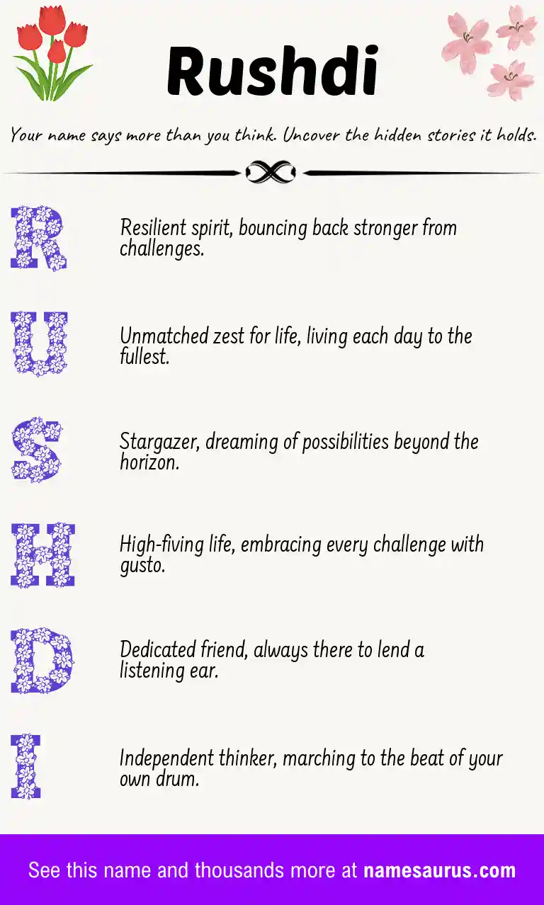 Acrostic poem about Rushdi.