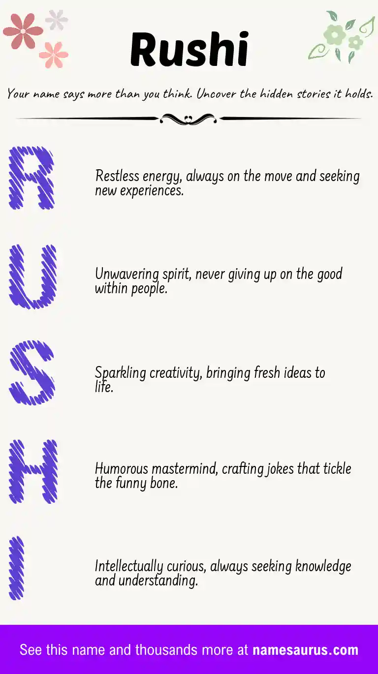 Acrostic poem about Rushi.