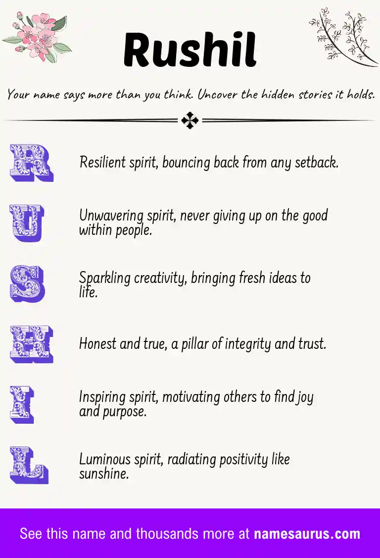 Acrostic poem about Rushil.