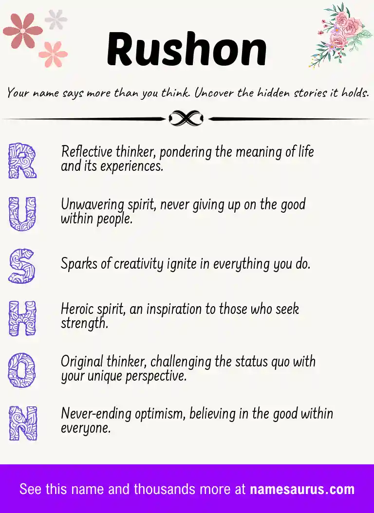 Acrostic poem about Rushon.