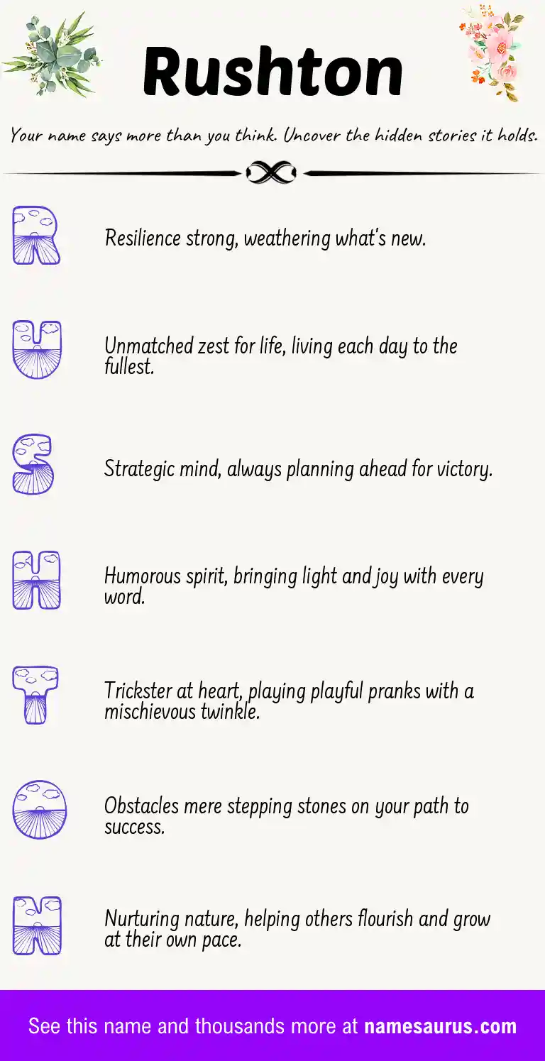 Acrostic poem about Rushton.