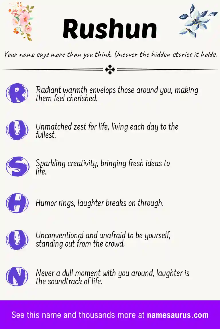 Acrostic poem about Rushun.