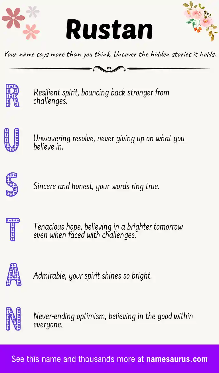 Acrostic poem about Rustan.