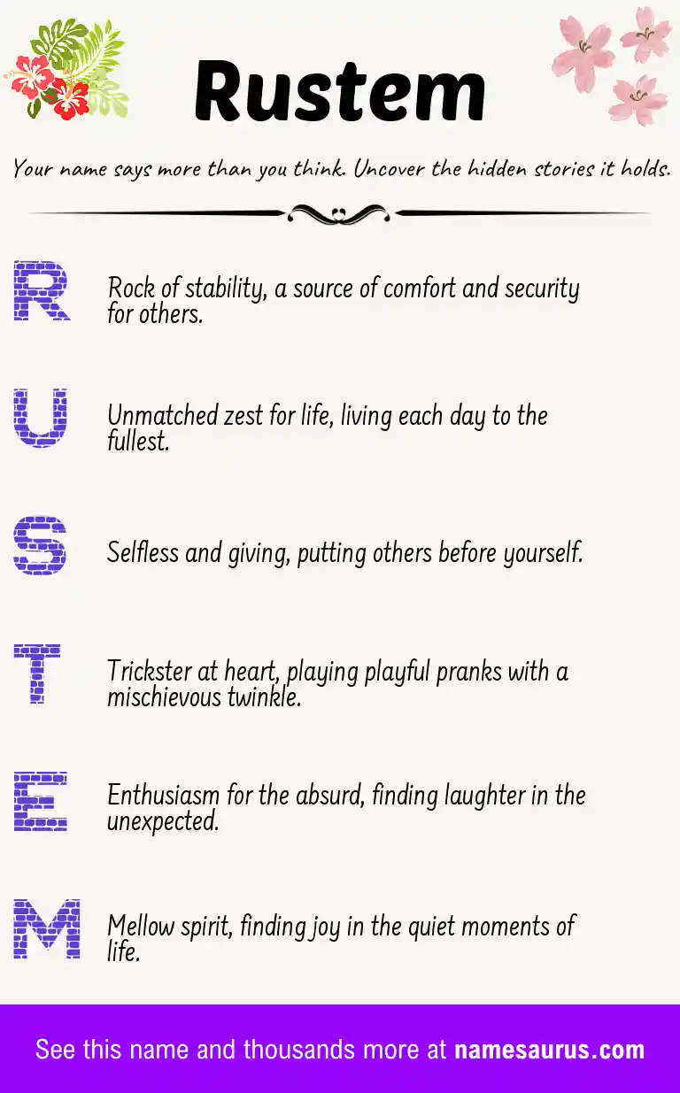 Acrostic poem about Rustem.