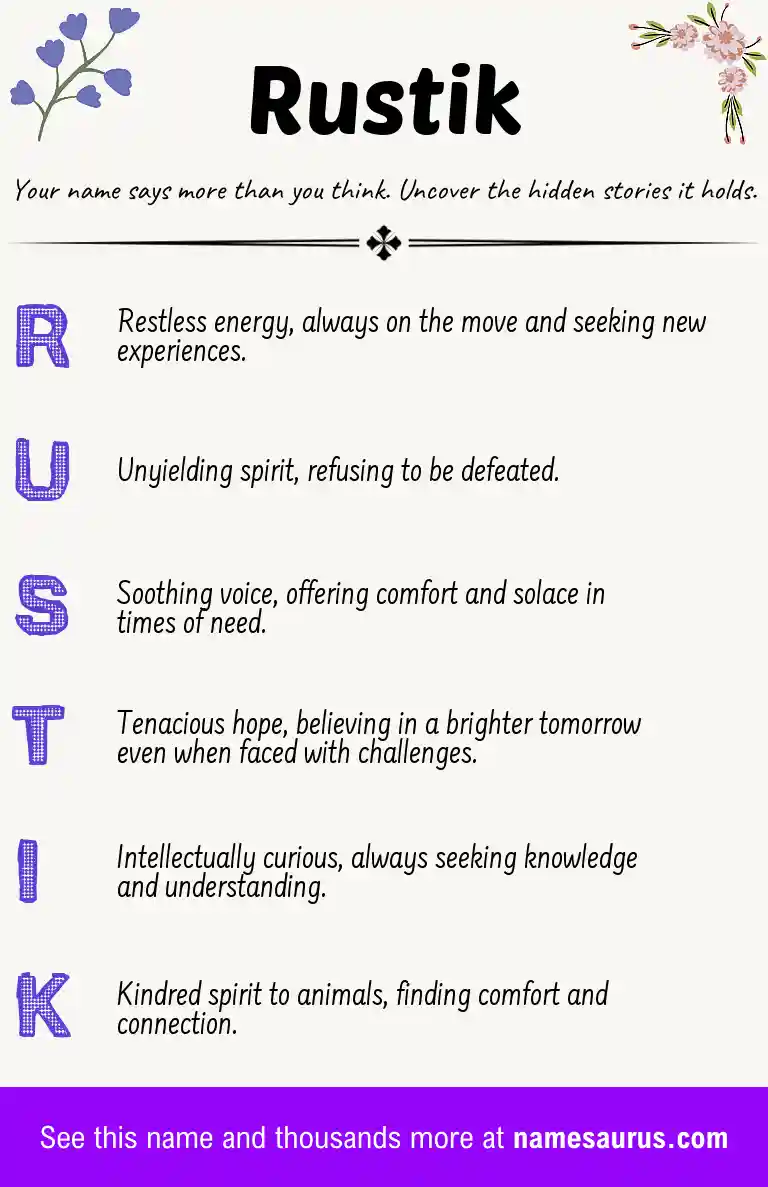 Acrostic poem about Rustik.