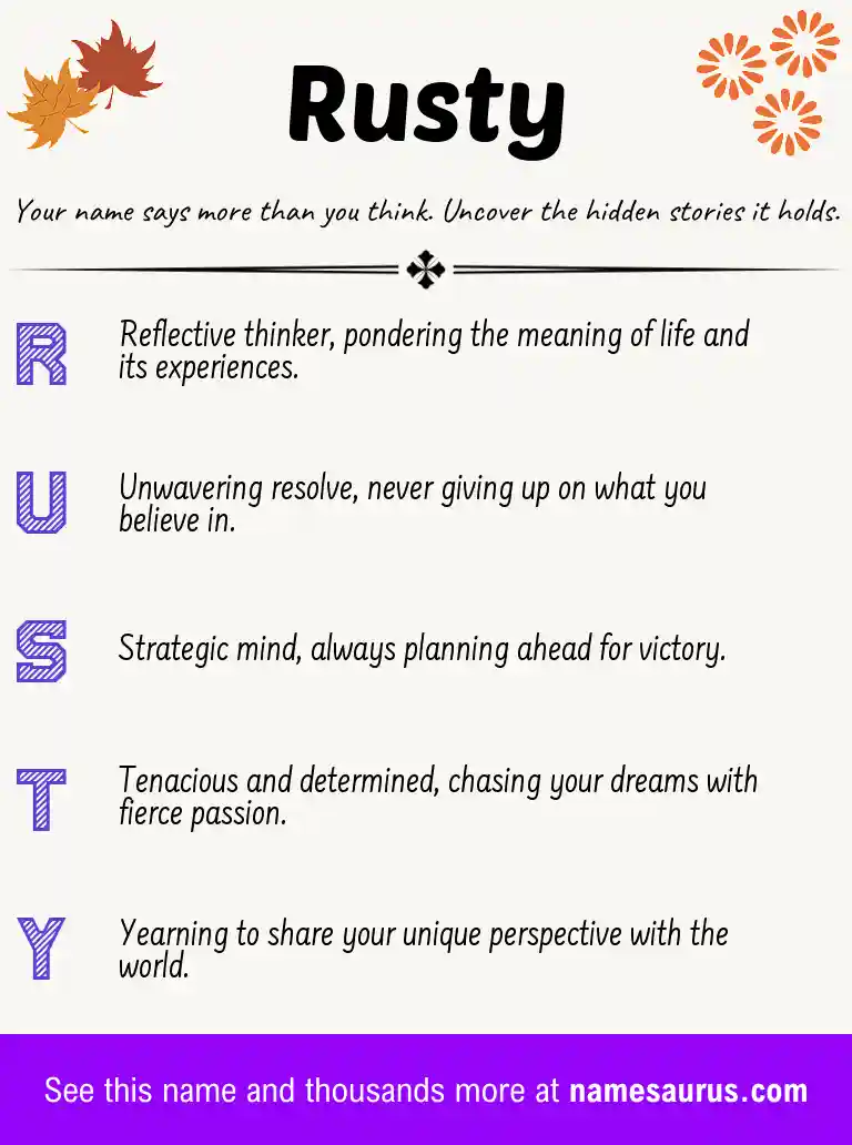 Acrostic poem about Rusty.