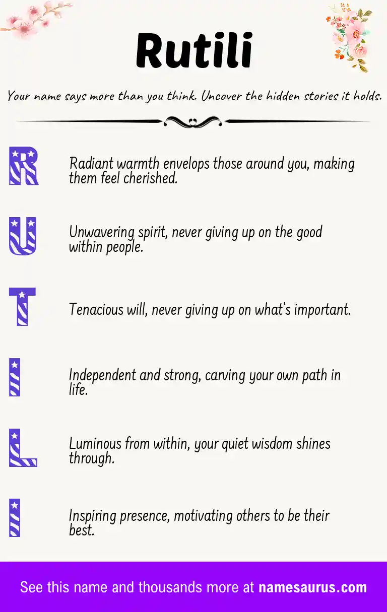 Acrostic poem about Rutili.
