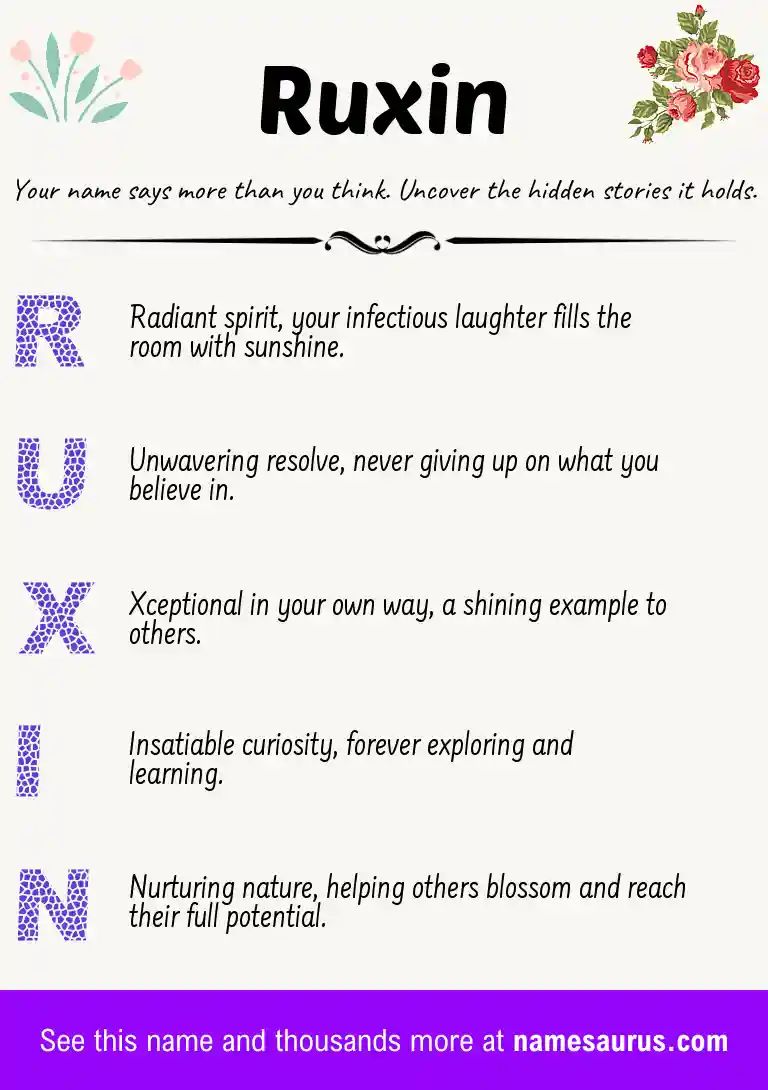 Acrostic poem about Ruxin.