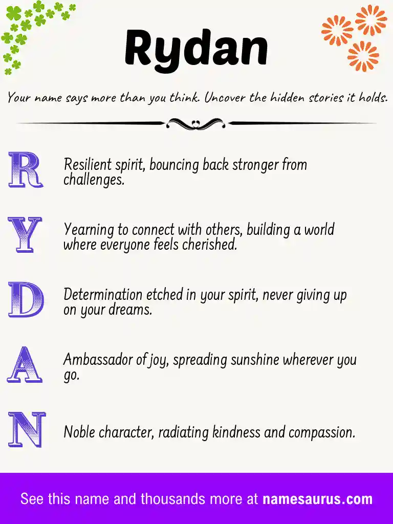 Acrostic poem about Rydan.