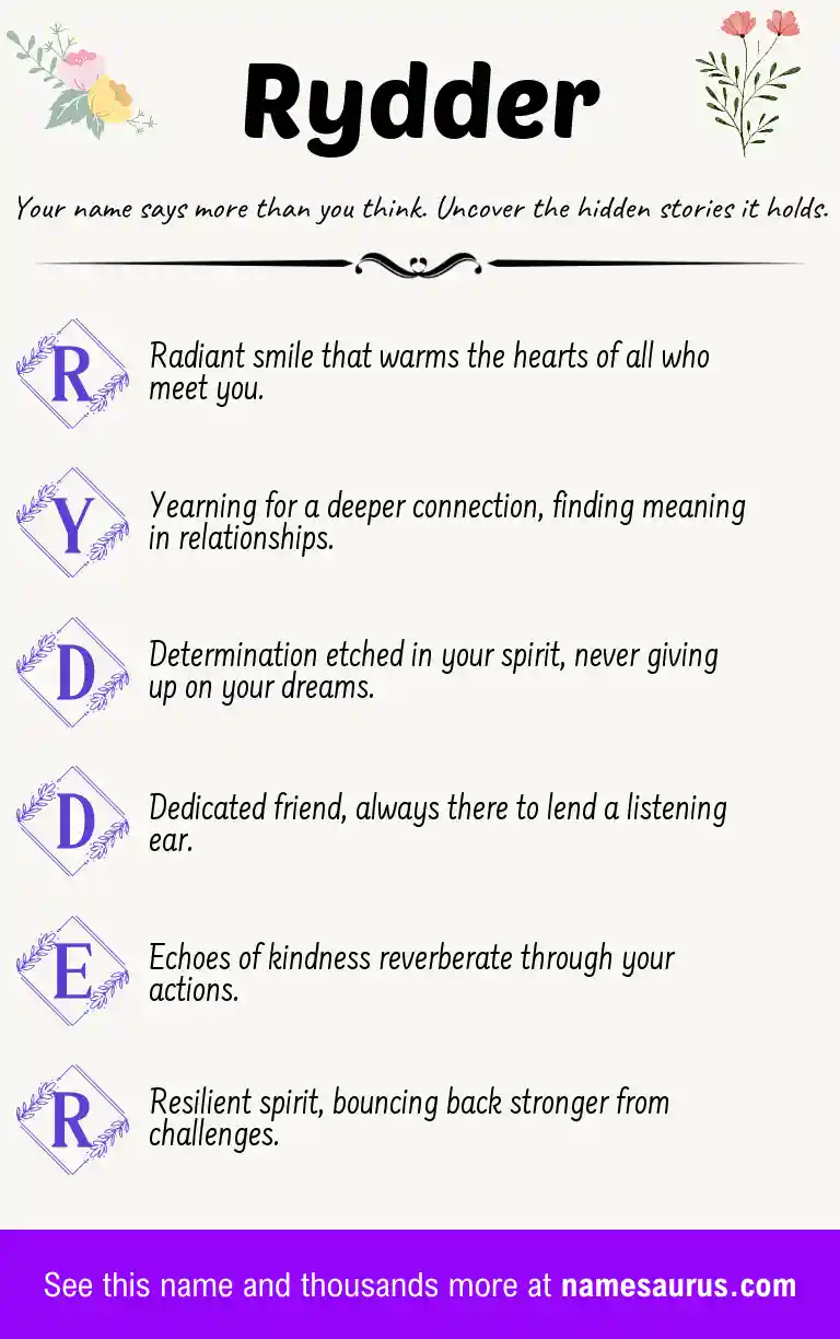 Acrostic poem about Rydder.