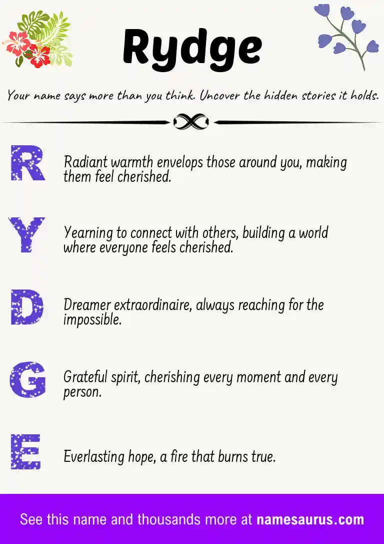 Acrostic poem about Rydge.