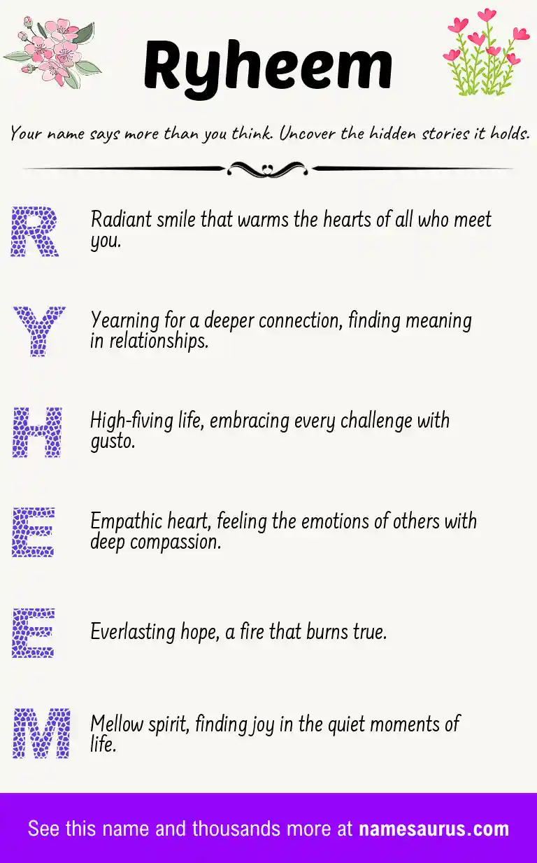 Acrostic poem about Ryheem.