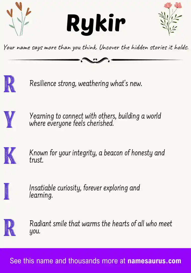 Acrostic poem about Rykir.