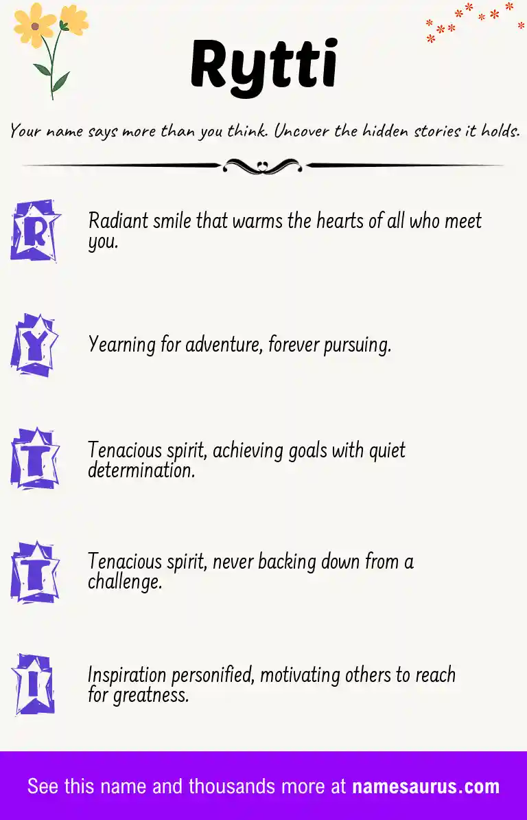 Acrostic poem about Rytti.