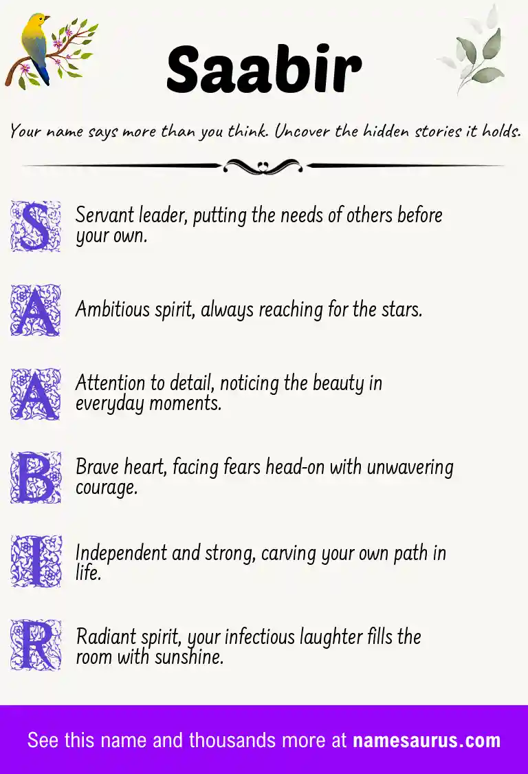 Acrostic poem about Saabir.